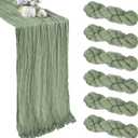 6 Pack Sage Green Cheesecloth Table Runner 35x120 Inch Gauze Rustic Boho Table Runner 10FT Cheese Cloth for Wedding Decor Party Bridal Baby Shower Spring Table Decoration