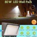 Dimmable 80W LED Wall Pack Light with Dusk to Dawn Photocell, 100-277V 11200LM 400-600W HPS/HID Equiv., 5000K Daylight Outdoor Security Lighting, UL Commercial Wall Mount Lights for Warehouse