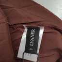 LYANER Women's Satin Skily Asymmetrical Split Slit Ruched Hight Waist Bodycon Midi Skirt (S, Dusty Brown)