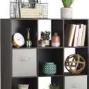 Whitmor 9 Cube Storage Organizer, 3 Tier Stackable Mdf Wood Bookcase, Open Storage Display Bookshelf, Storage Cabinet for Living Room, Bedroom, Home, Office, 35.5"L x 11.7"W x 35.5"H, Espresso