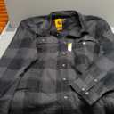 Carhartt Men's 105947 Loose Fit Heavyweight Flannel Long-Sleeve Plaid Shirt (XX-Large, Black)