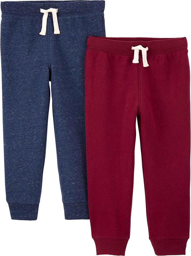 Simple Joys by Carter's Boys' 2-Pack Pull on Fleece Pants (5T, Burgundy Heather/Navy Heather)