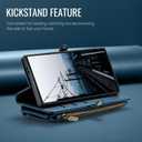 Defencase for Galaxy S25 Edge Case Wallet with RFID Blocking Card Holder for Women Men, Elegant PU Leather Magnetic Snap Flip Strap Zipper Phone Wallet Case for Samsung Galaxy S25 Edge 6.6", Dark Blue
