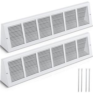 Honeydak 2 Pack Baseboard Register Vent Covers 30" x 6" Duct Opening Size Baseboard Return Air Grille Diffuser, Steel Triangular Air Return Vent Cover, Outer Dimensions: 31-3/4" x 6-5/8"