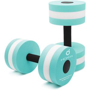 Aquatic Exercise Dumbell Set of 2 - Water Aerobic Exercise Foam Dumbbells Pool Resistance Fitness Equipment for Weight Loss (Cyan)