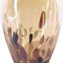 Hand Blown Glass Vase 11.8" Tall Beautiful Amber Gold Sea Wide Mouth Bud Vase for Table Centerpiece, Painted Colorful Murano Glass Flower Vases for - Home Entrance Wedding Center (Electrum)