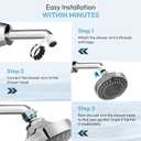 Luxury High Pressure Shower Head 5 Power Modes, Water Saving Showerhead with 360 Adjustable Brass Ball Joint for smooth Shower Experience, Wide Angle and Easy Installation
