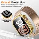 Amizee Metal Case Compatible with Apple Watch Series 11/10 42mm Case with Built-in Screen Protector, Straight Edge Ultra Thin with Back Cover Protective Cover for iWatch 42mm, Gold