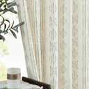 Jinchan Boho Curtains for Living Room Farmhouse Sage Green Curtains 84 Inch Length 2 Panels for Bedroom Geometric Striped Light Filtering Window Drapes Rod Pocket Sage Green on Beige