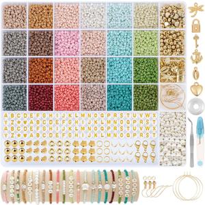 3mm Seed Beads for Bracelets Making, Friendship Bracelet Making Kit for Girls, 24 Colors Bead Bracelet Kit, Beads for Jewelry Making Kit, DIY, Arts, Crafts Gifts Age 4+ (3MM-B) (Seed Beads 3MM-B)