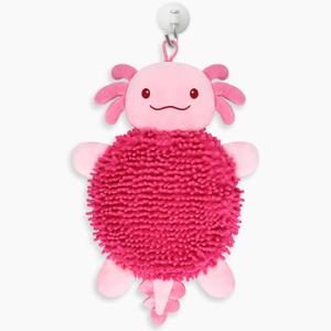 Axolotl Hand Towel for Bathroom Kitchen - Cute Hanging Face Towels Super Absorbent Chenille, Funny Decorative Towel, Kawaii Holiday Christmas Birthday Gifts for Women, Moms, Kids (Pink)