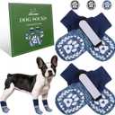 EXPAWLORER Dog Socks to Prevent Licking and Slipping, Winter Dog Shoes for Cold Weather Snow, Paw Protectors for Hardwood Floors Anti-Slip, Dog Booties for Small Medium Large Senior Dogs, Navy Blue M (Medium(Paw Width:2.55in)