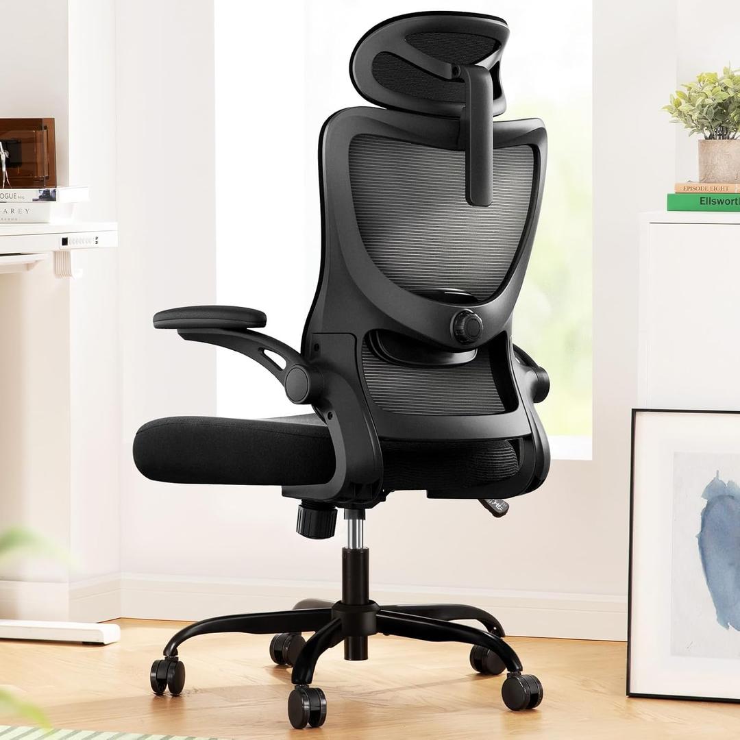 Marsail Ergonomic Office Chair: Office Desk Chair with High Back Mesh and Adjustable Lumbar Support Rolling Work Swivel Task Chairs with Wheel 3D Armrests and Headrest, 46.06" x 23.62" x 22.83"