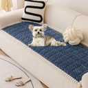 vctops Blue Faux Fur Couch Cover for Dogs Washable, Fuzzy Pet Couch Covers for 3 Cushion Sofa Pet Friendly, Non Slip Sofa Cover (Blue,28"x59")