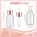 Didaey 100 Pcs Mini Glass Oil Dropper Bottle Bulk, Clear Essential Small Empty Bottles Sample Containers Perfume Liquid Vials with Cap for Traveling (15 ml,Rose Gold)