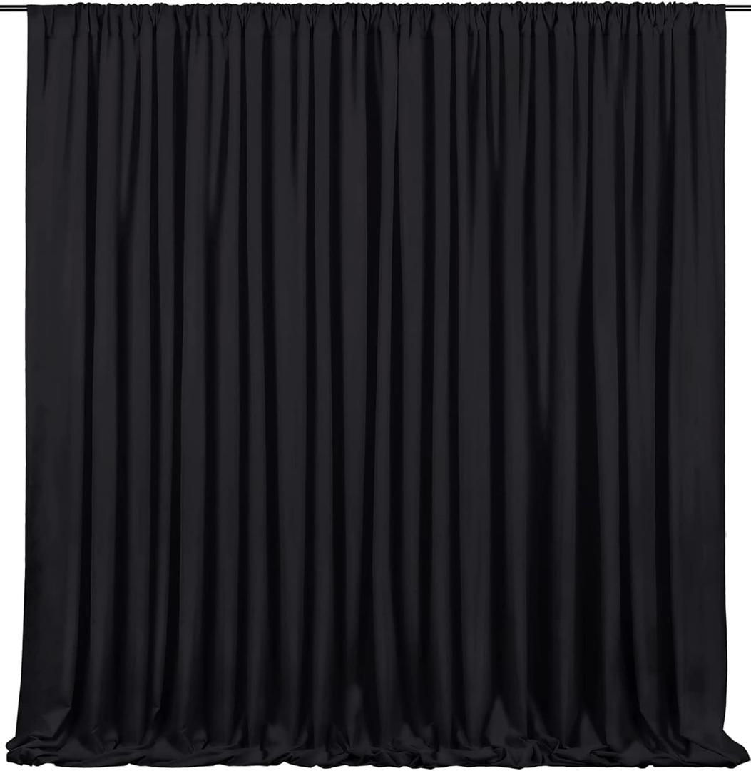 Black Backdrop Curtains 2 Panels 5ft x 10ft Polyester Photo Backdrop Drapes for Wedding Party Stage Birthday Decorations