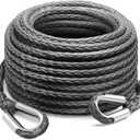 Winch Rope Extension 3/8 Inch x 92 Ft 26,500 Lbs, Synthetic Winch Extension Cable Line for Off Road Vehicle ATV UTV Truck etc - Grey
