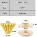 Ceramic Coffee Dripper Pour Over Coffee Maker with Wood Stand Elegant Flower Shape Filter