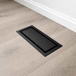 Upgraded 4x10 Metal Floor Vent & Flush Register 2-in-1 Design with Matte Black Insert or Custom Flooring Inlay, Heavy Duty Low Profile Air Grille, 60% Higher Airflow