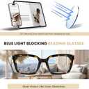XVXV Reading Glasses for Women Men - Blue Light Blocking Readers Oversize Square Anti Glare with Spring Hinge