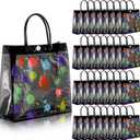 Abbylike 24 Pack Glow in the Dark Gift Bags with Handle Plastic Neon Clear Color Mix Gift Bags Reusable PVC for Glow in the Dark Party Favor Birthday Game Decoration 7.8 x 7.8 x 3.1 Inch