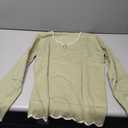 Hongqizo Women's V Neck Long Sleeve Sweater Half Zipper Knit Sweater Casual Cricket Stripe Jumper Pullover Knit Tops (X-Large, Light Green)