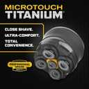 Microtouch Titanium Electric Head Shaver - Rechargeable Head and Face Shaver for Men, Cordless Razor, Hypoallergenic Wet/Dry Shaving, Precision Head Trimmer, Lithium Power, Battery Powered