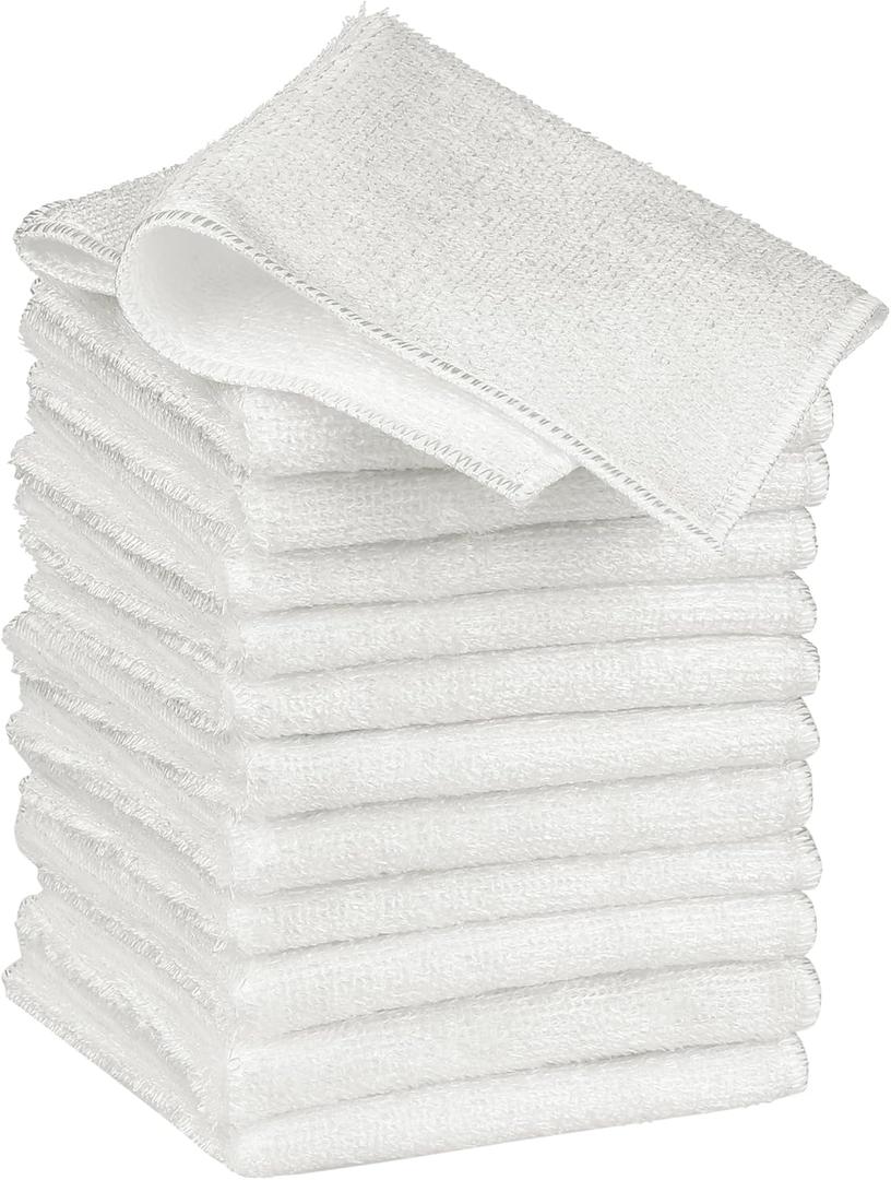 uxcell Dish Wash Cloths, 12 Pack Kitchen Wash Cloths for Dishes Microfiber Kitchen Dish Rags Dish Kitchen Towel Absorbent Fast Drying Durable Repeatable Cleaning Rags 10" x 12" White