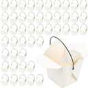 100 Pack 16oz Chinese Take Out Boxes, White Kraft Take Out Box with Handle, Chinese Food Boxes, Chinese Box to Go for Restaurant, Bakery and Party