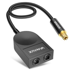 Optical Splitter 1x2 1 in 2 Out Digital Optical Audio Splitter[Support LPCM2.0, Dolby Digital, DTS 5.1] Toslink Splitter Compatible with Home Theater, Sound Bar, Television, Blu-ray Players, Black