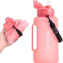 TakeToday 68 Oz Collapsible Water Bottles With Straw, Half Gallon Water Bottle With Motivational Time Marker, Large Reusable Silicone Water Jug With Paracord Handle For Gym, Sports, Outdoors