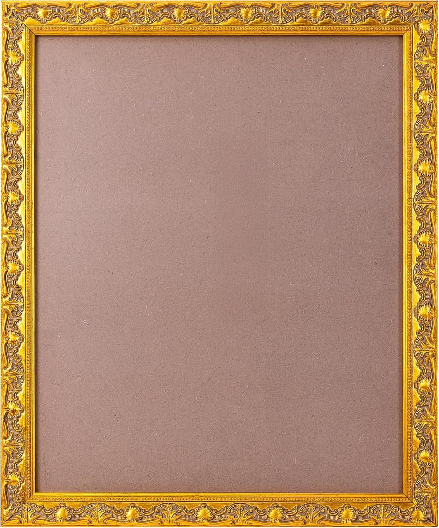 ArtXO 16×20 Picture Frame Gold, Vintage 16 × 20 Photo Frame for Wall Hanging or Tabletop Display, Ornate Antique Poster Frames Wooden for Wall Art Prints Diploma