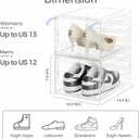 Pinkpum Upgraded Hard Shoe Storage Box 12 Pack X-Large Fit Size 12, Thicken & Sturdy Clear Plastic Stackable Shoe Organizer Box Closet, Sneaker Storage Display Case Holder Bins with Magnetic Door