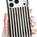 Yeddabox for iPhone 17 Pro Case Cute Striped Phone Case Soft TPU Slim Shockproof Phone Cover for Women Girls, Black