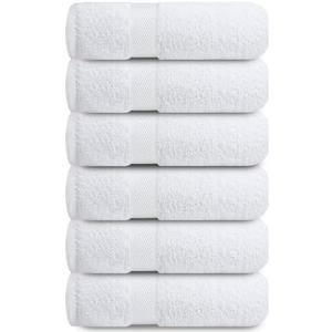 Infinitee Xclusives Luxury 100% Ring-Spun Cotton Hand Towels for Bathroom Set of 4 (16x28 inches) - Soft, Absorbent & Quick-Drying Bath Towels for Bathroom, Gym, Spa & Hotel Use (Brilliant White)