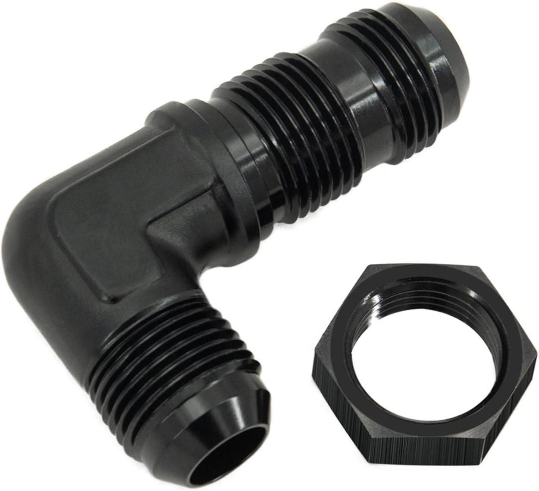 10AN Male to Male 90 Degree Bulkhead Flare Fitting Union Adapter Aluminum Black