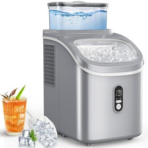 COWSAR Countertop Ice Cube Maker, 30LBS/24H Portable Ice Machine with Top External Water Tank, Self-Cleaning Function, 16 Pcs Ice Cube/13 Mins, Ice Scoop and Basket, Perfect for Home, Office, Gray
