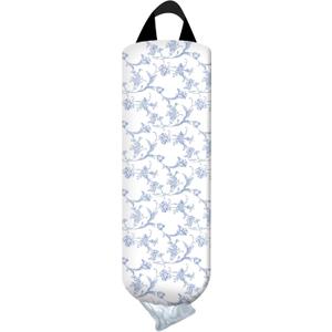 Plastic Bag Holder, Wall Mount Plastic Bag Organizer Dispenser, Reusable Grocery Bag Holder, Trash Bag Organizer for Home Kitchen Beautiful Blue Floral