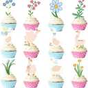 36Pcs Silly Goose Cupcake Toppers Birthday White Goose Baby Shower Theme Kids Baby Boy Girl Decorations Party Supplies for Baby Boy Girl Cake Decorations Birthday Party Supplies, Set of 2
