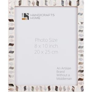 Handicrafts Home 8x10 White Picture Frame, White Picture Frame for Vintage & Modern Home Decor for Living Room, Bedroom, Office, Desk & Gallery Wall, Handmade Mother of Pearl & Resin Inlay Photo Frame for Wall & Tabletop Display