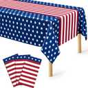 QZYL 3 Pack 4th of July Tablecloths, 54" x 108" Patriotic Plastic Tablecloth, Rectangle Fourth of July Table Cloth Red White Blue Tablecover, Patriotic Party Supplies Independence Day Decorations