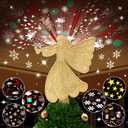Christmas Tree Topper Lighted with 6 Projection Modes, Gold Christmas Angel Tree Topper Built-in LED Rotating Light, 3D Glitter Projector for Party Holiday Christmas Decoration Gifts