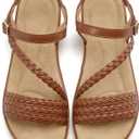 Aomigoct Dressy Womens Sandals Summer: Comfortable Strappy Flats Sandals Women - Casual Walking Woman Shoes, size 44