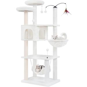 Big Cat Tree, Cat Tower with Multi-Level Condo, Hammocks, Rotating Toy (Beige, 70'')