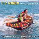 Soulchen Thriller Inflatable Towable Tube Replacement Nylon Cover for Boating Adults, 1-2 Rider, Towable Deck Tube Covering for Boating Front and Back Tow Points Heavy Duty for Water Sport(Cover Only), measures about 60 x 56"