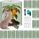 Uyittour 10 Pack Plant Protectors from Animals, 12" x 12" Round Metal Wire Garden Plant Cages to Keep Animals Out, Rabbit Proof Protection for Vegetables & Flowers with Stakes, Zip Ties & Gloves