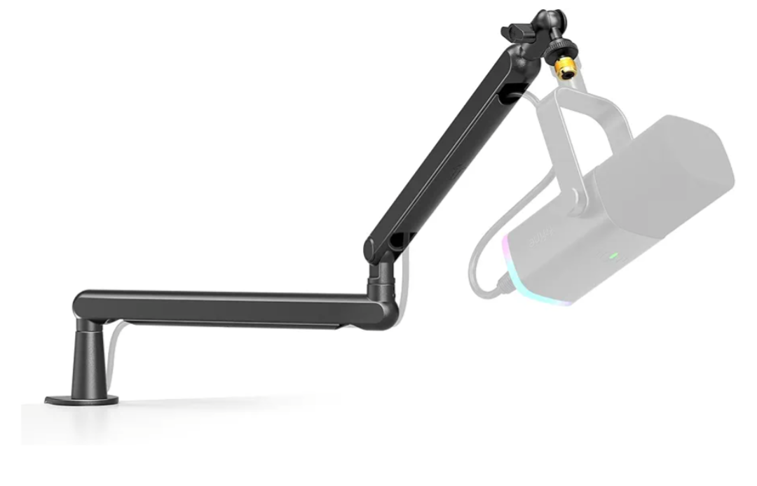 FIFINE Microphone Boom Arm, Low Profile Adjustable Stick Microphone Arm Stand with Desk Mount Clamp, Screw Adapter, Cable Management, for Podcast Streaming Gaming Studio-BM88