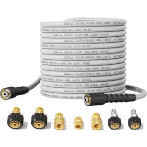 Giraffe Tools Pressure Washer Hose 100FT X 1/4", 3200 PSI Pressure Washing Hose, Kink Resistant, Heavy Duty Power Washer Hose, M22 to 3/8" Quick Connect Couplers for Replacement, 7 Accessories