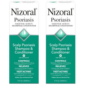 Nizoral Psoriasis Shampoo & Conditioner, 11 Oz, Gentle Scalp Treatment, Relieves Itching, Flaking, Redness, Scaling Effective Scalp Psoriasis Shampoo with Salicylic Acid and Tea Tree Oil (Pack of 2)