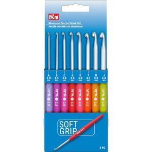 Prym Soft Grip Aluminum, 2-6mm Crochet Hook Set, Multicolor 8 Count